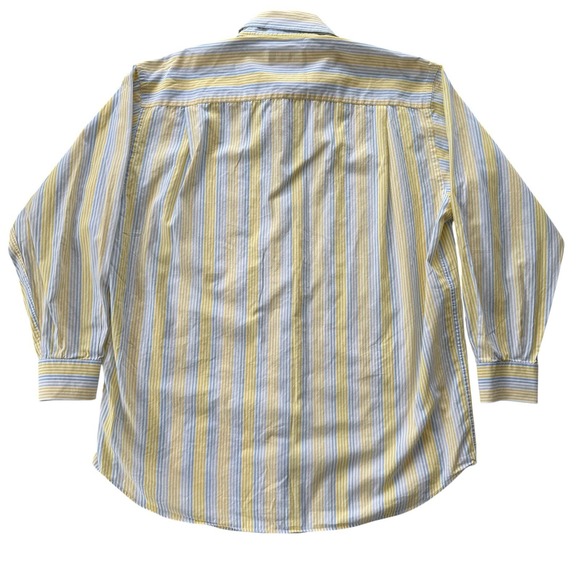 Vintage Nautica Button Down Shirt Blue Yellow Striped Oversized Preppy Cotton L - Picture 5 of 16